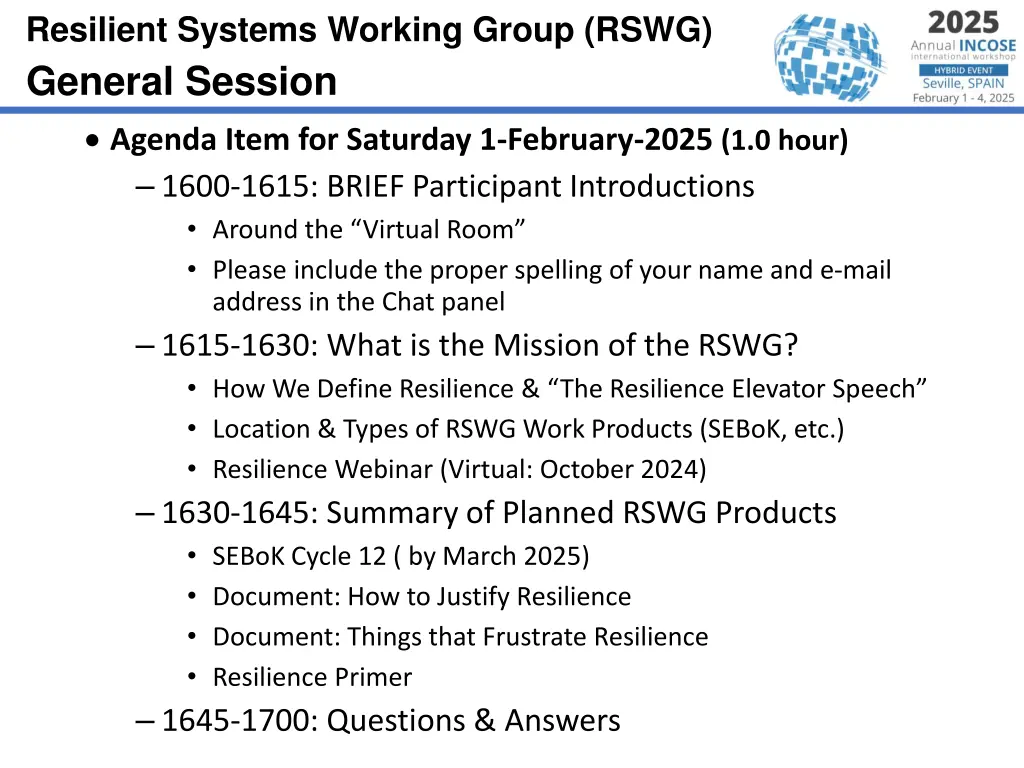 resilient systems working group rswg general 1