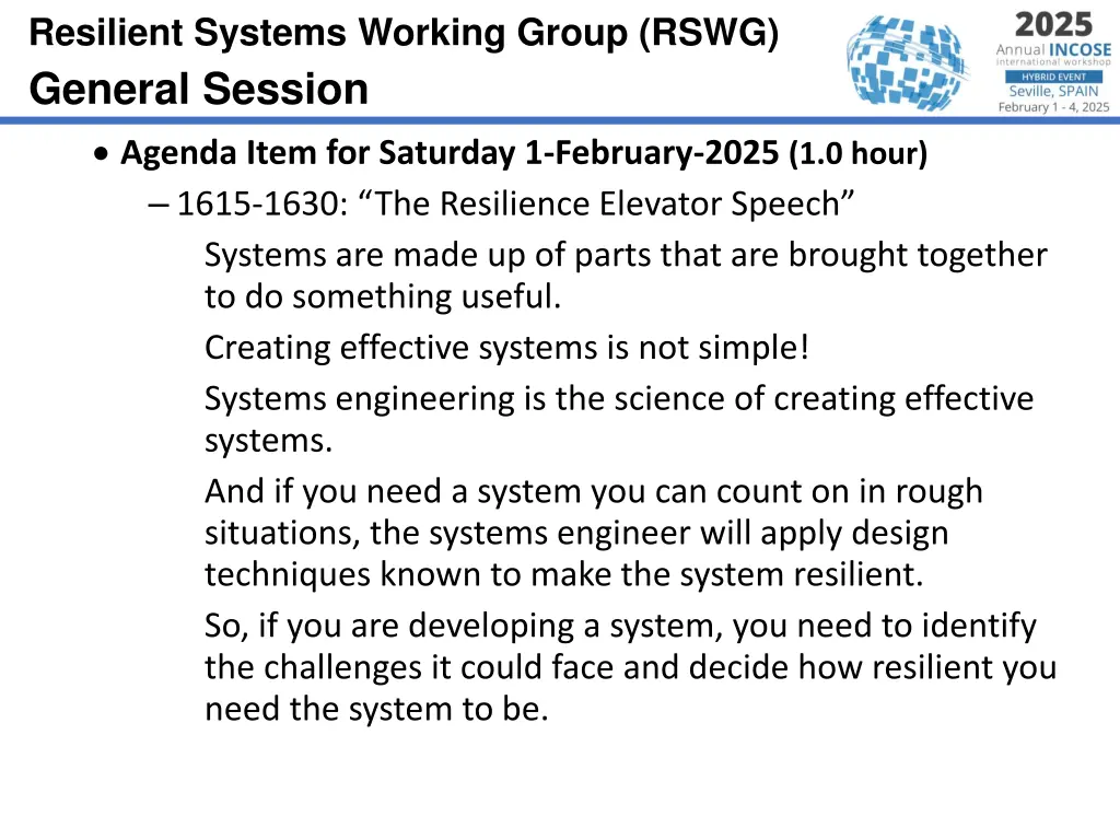 resilient systems working group rswg general 5