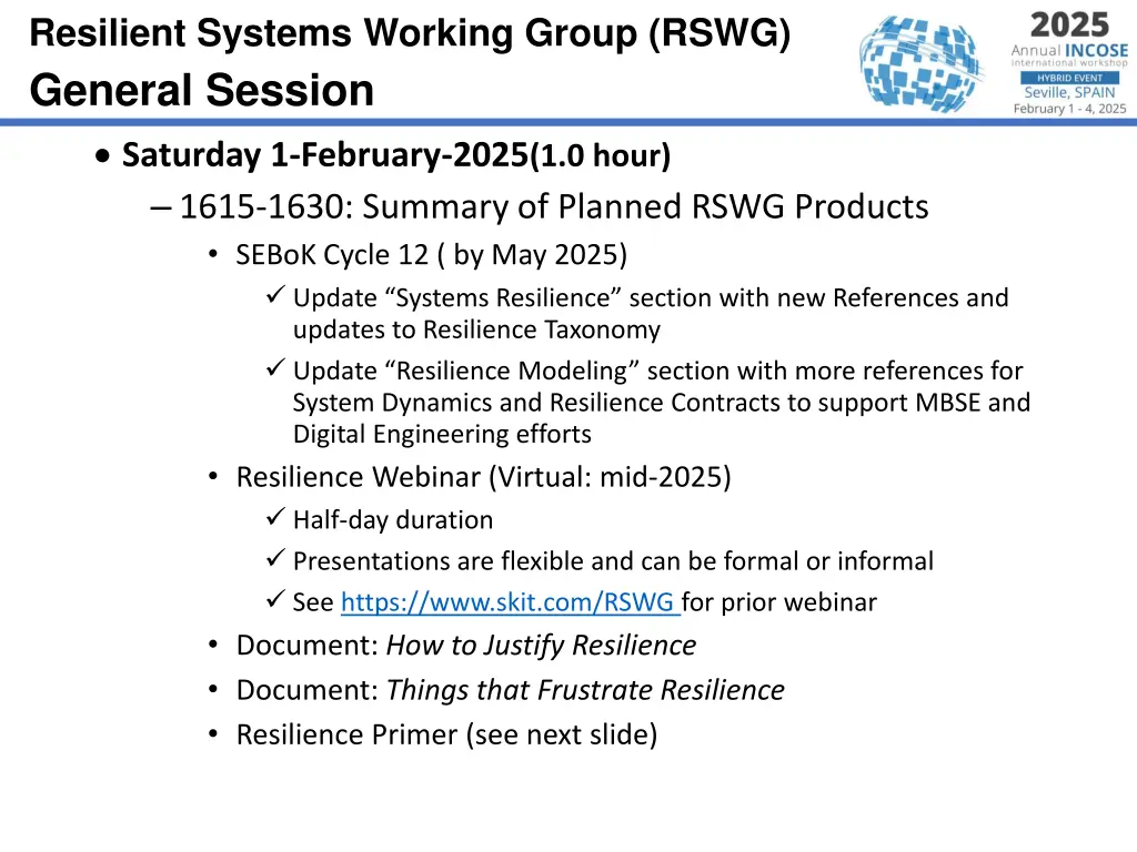 resilient systems working group rswg general 7