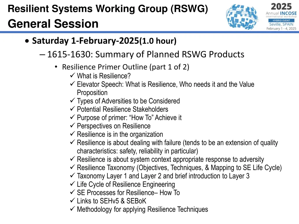 resilient systems working group rswg general 8