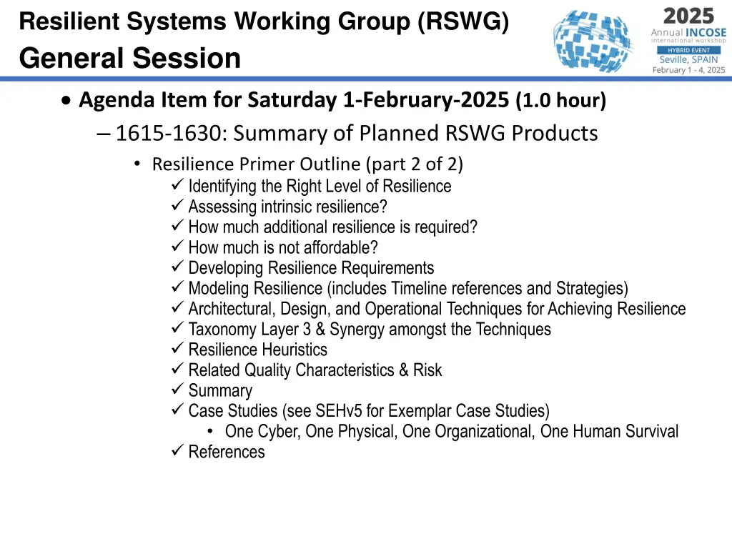resilient systems working group rswg general 9