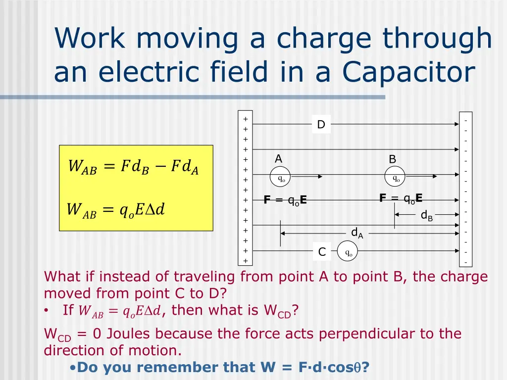 work moving a charge through an electric field