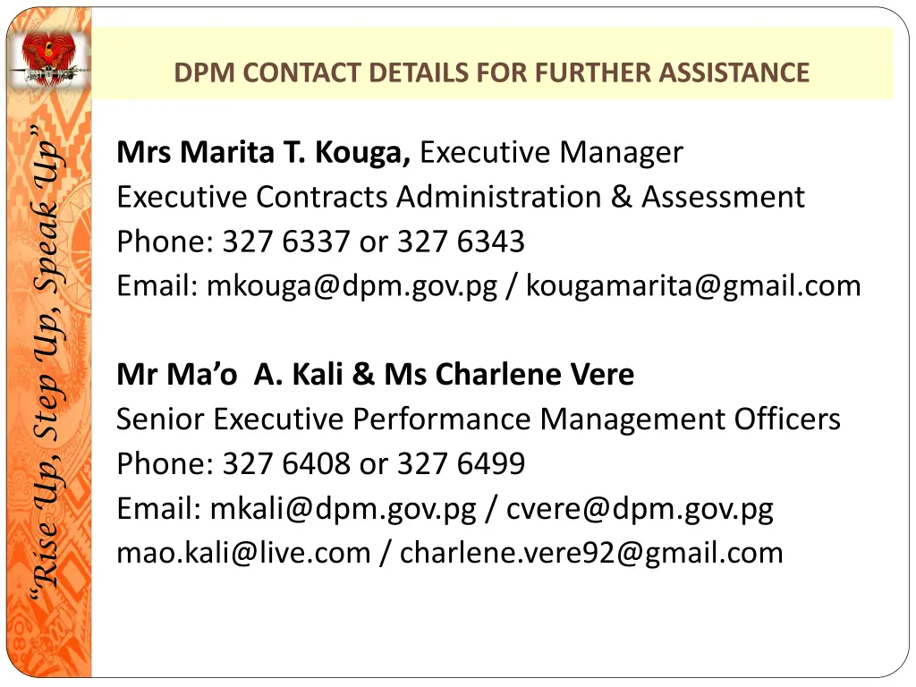 dpm contact details for further assistance