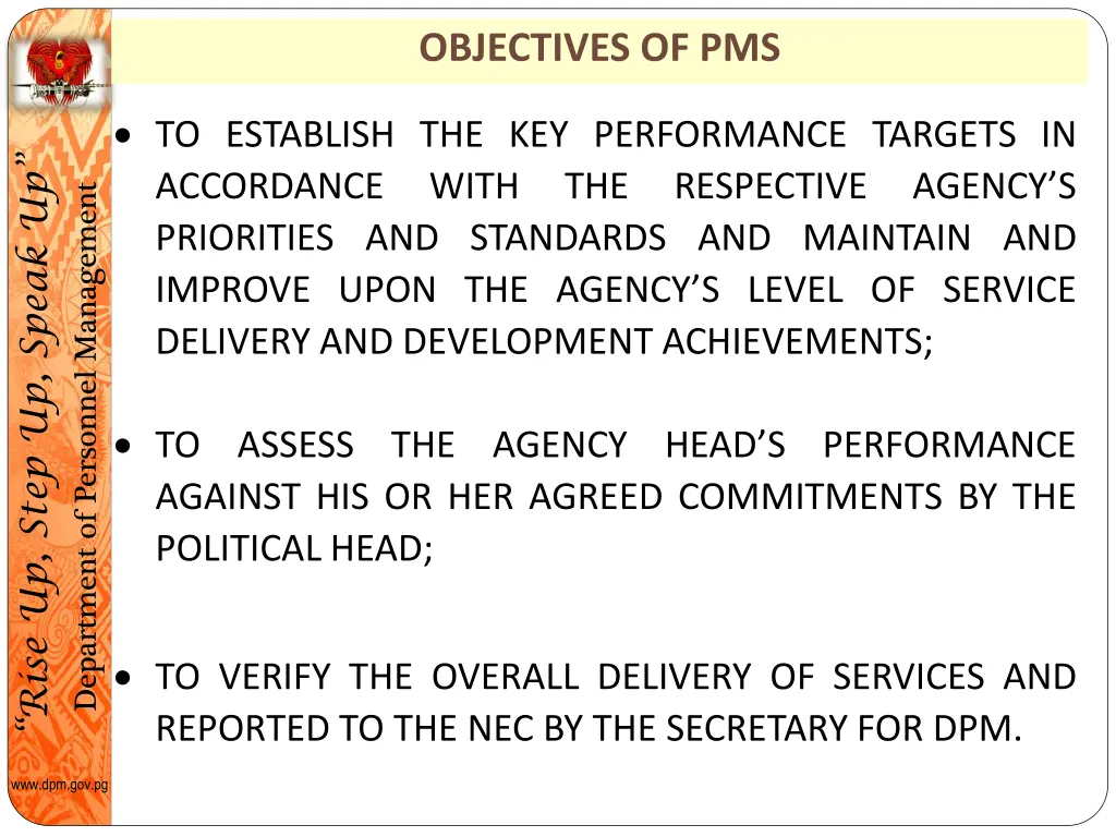 objectives of pms