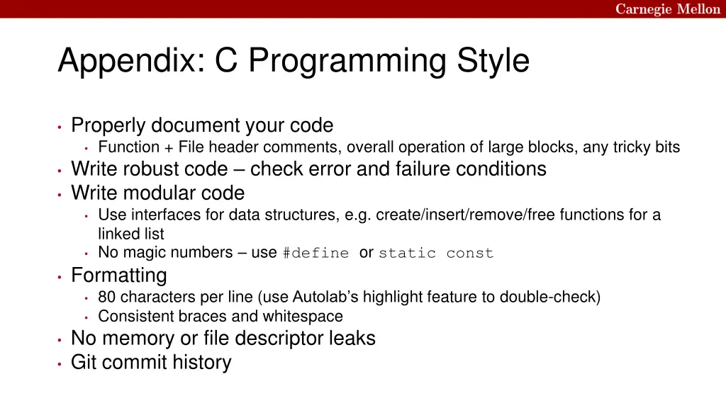 appendix c programming style