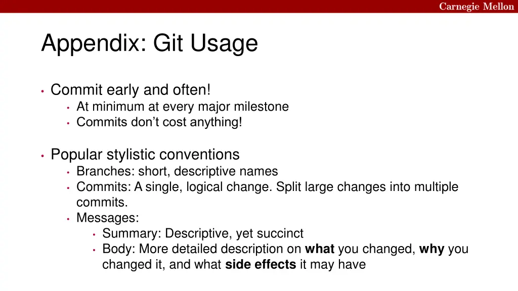 appendix git usage