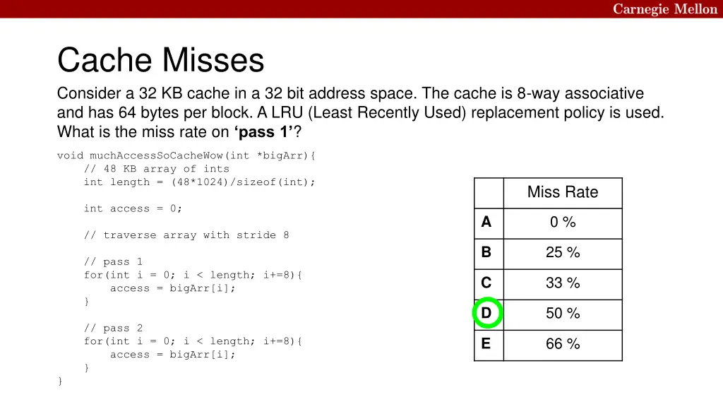 cache misses consider a 32 kb cache 1