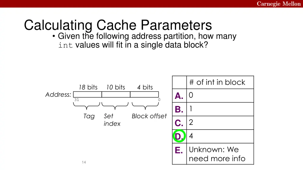 calculating cache parameters 1