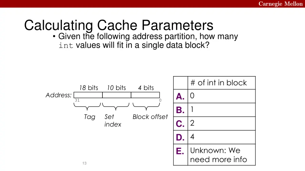 calculating cache parameters