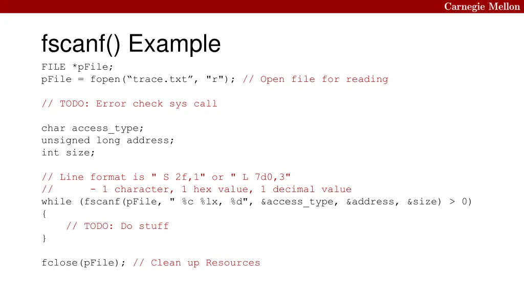fscanf example file pfile pfile fopen trace