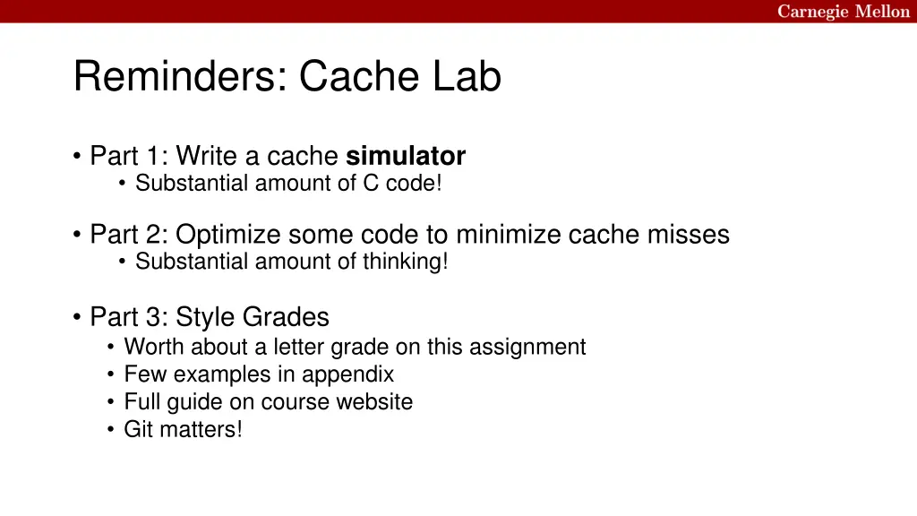 reminders cache lab