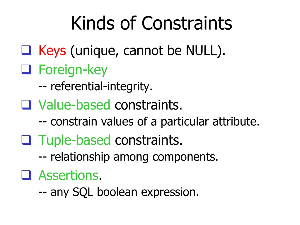 kinds of constraints 1