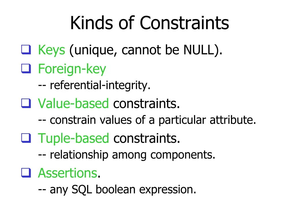 kinds of constraints