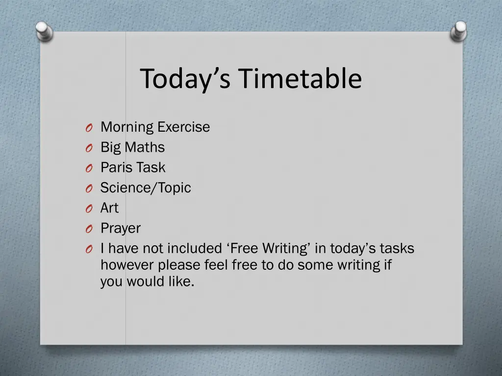today s timetable