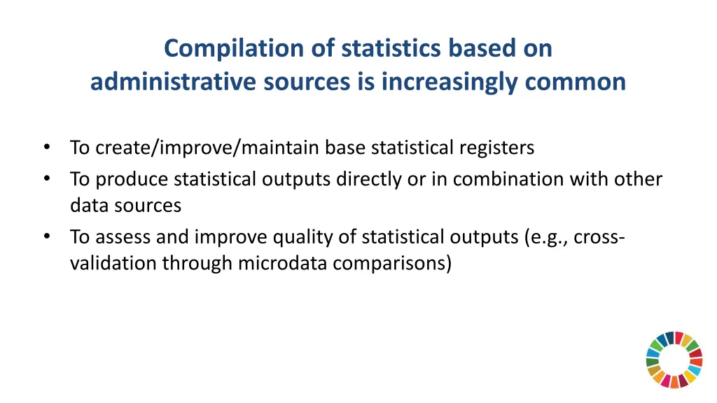 compilation of statistics based on administrative