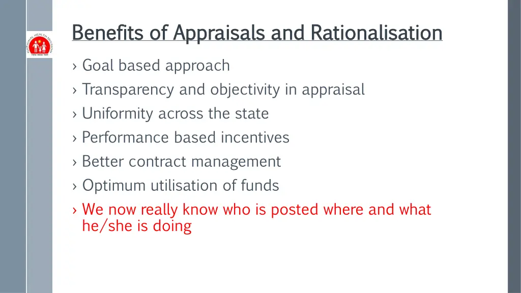 benefits of appraisals and rationalisation