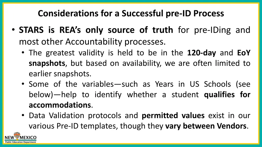 considerations for a successful pre id process