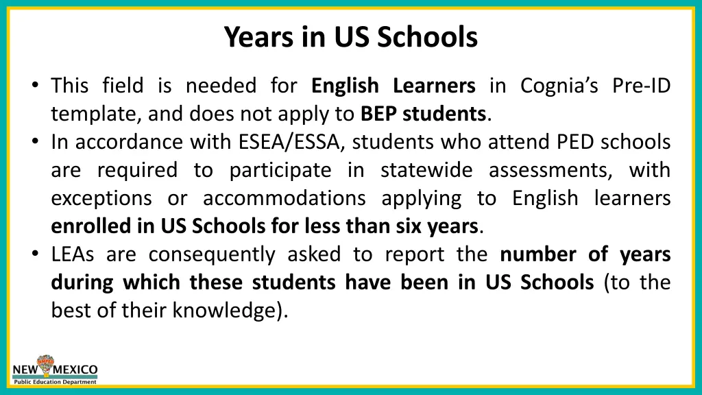 years in us schools