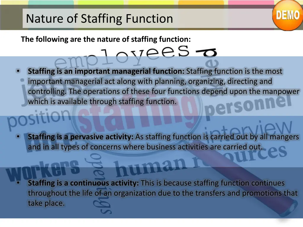 nature of staffing function
