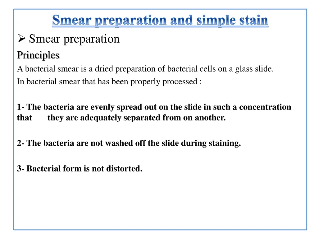 smear preparation and simple stain smear