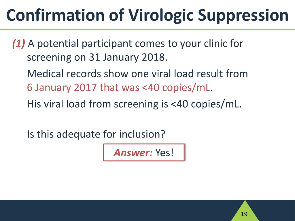 confirmation of virologic suppression 1
