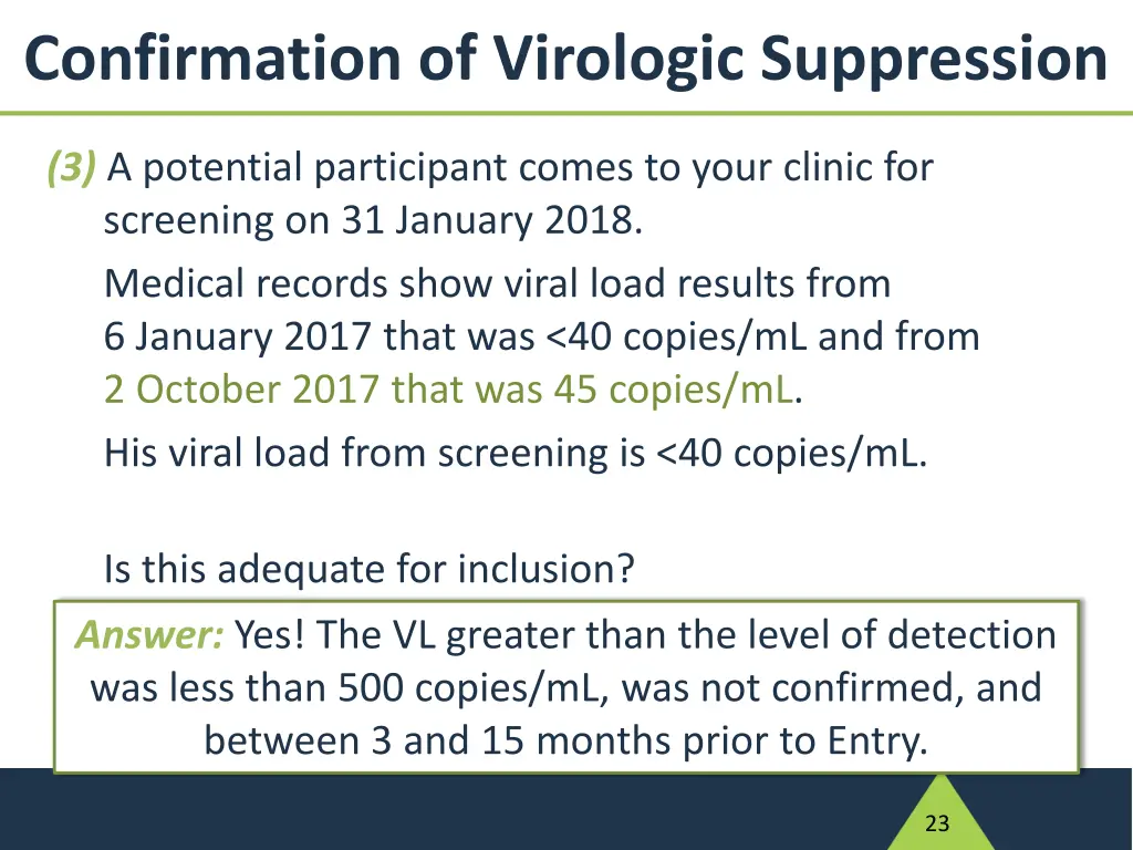 confirmation of virologic suppression 5