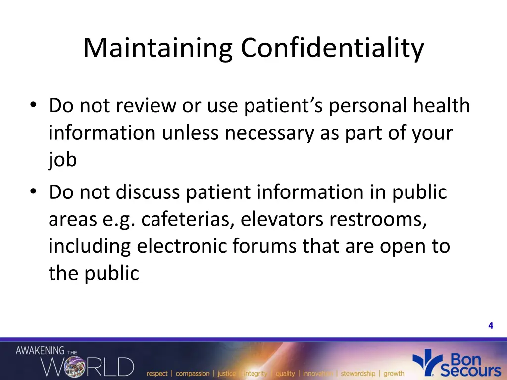 maintaining confidentiality