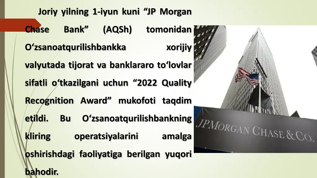 joriy yilning 1 iyun kuni jp morgan