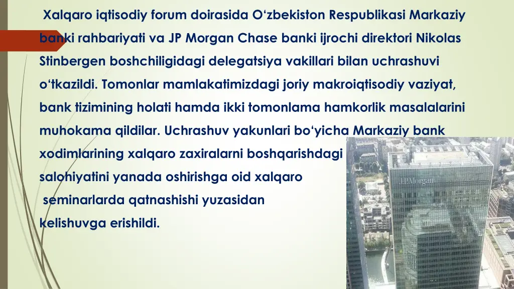 xalqaro iqtisodiy forum doirasida o zbekiston