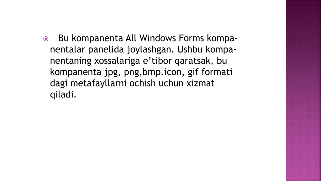 bu kompanenta all windows forms kompa nentalar