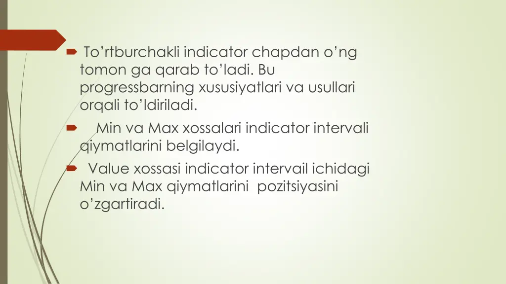 to rtburchakli indicator chapdan o ng tomon
