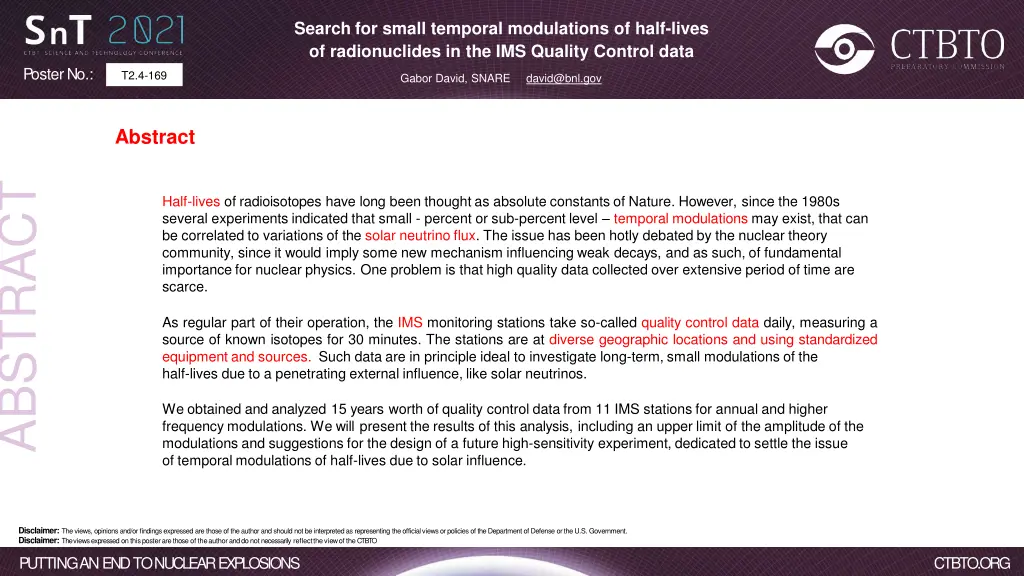 search for small temporal modulations of half 1