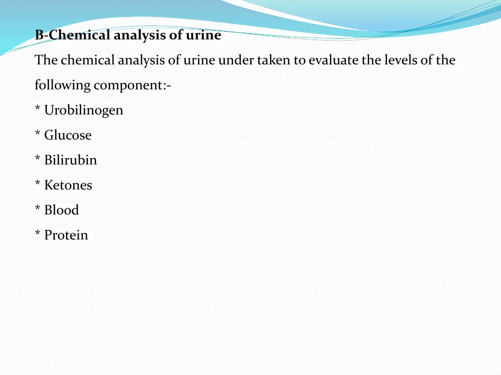 b chemical analysis of urine