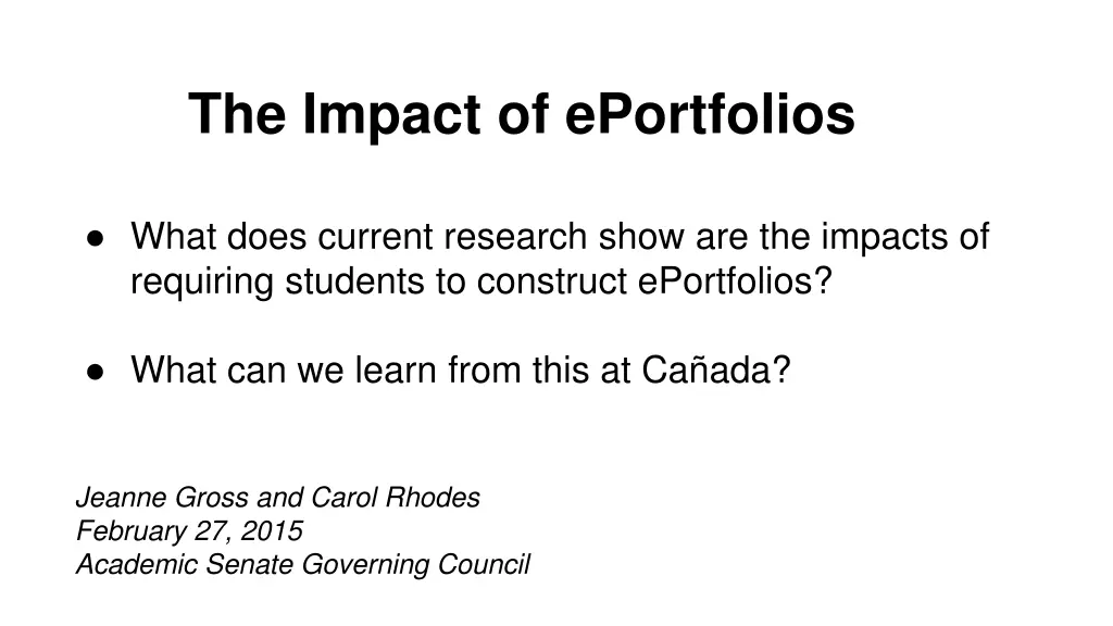 the impact of eportfolios