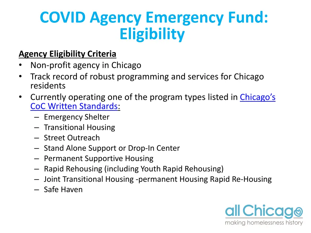 covid agency emergency fund eligibility