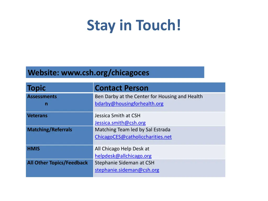 stay in touch
