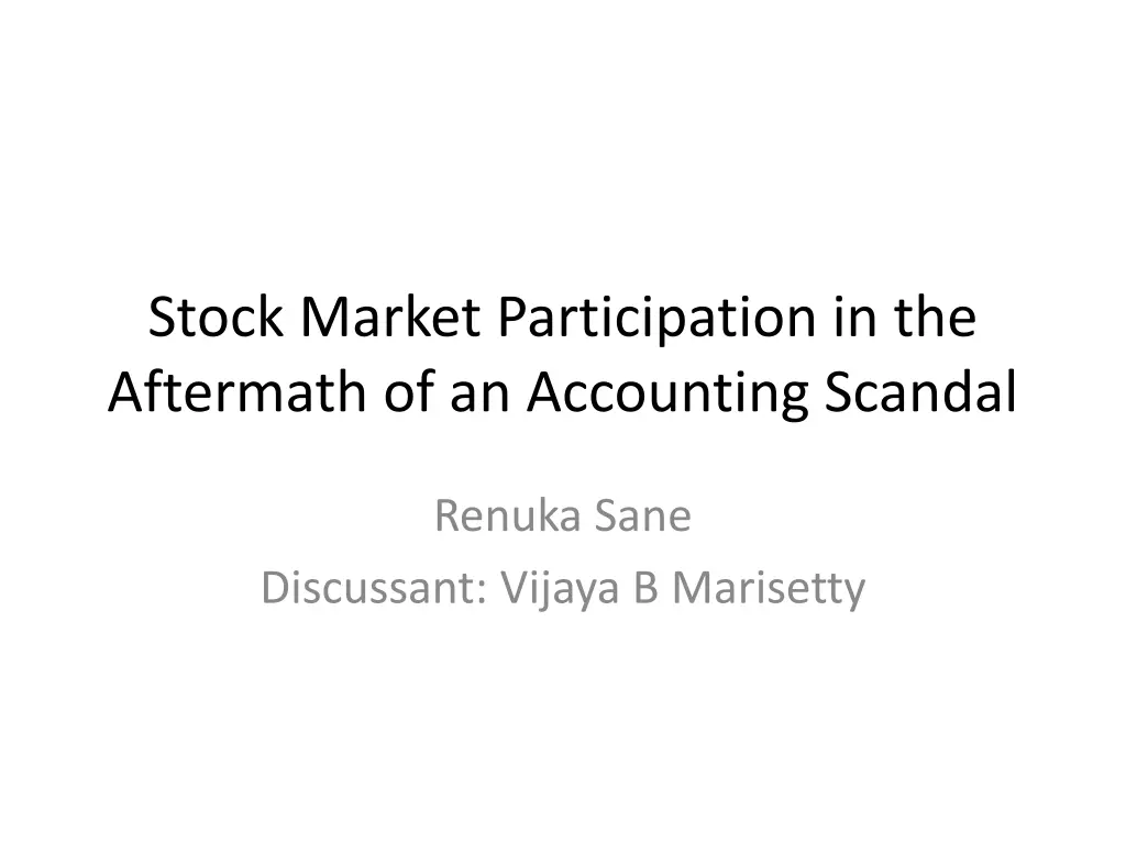 stock market participation in the aftermath