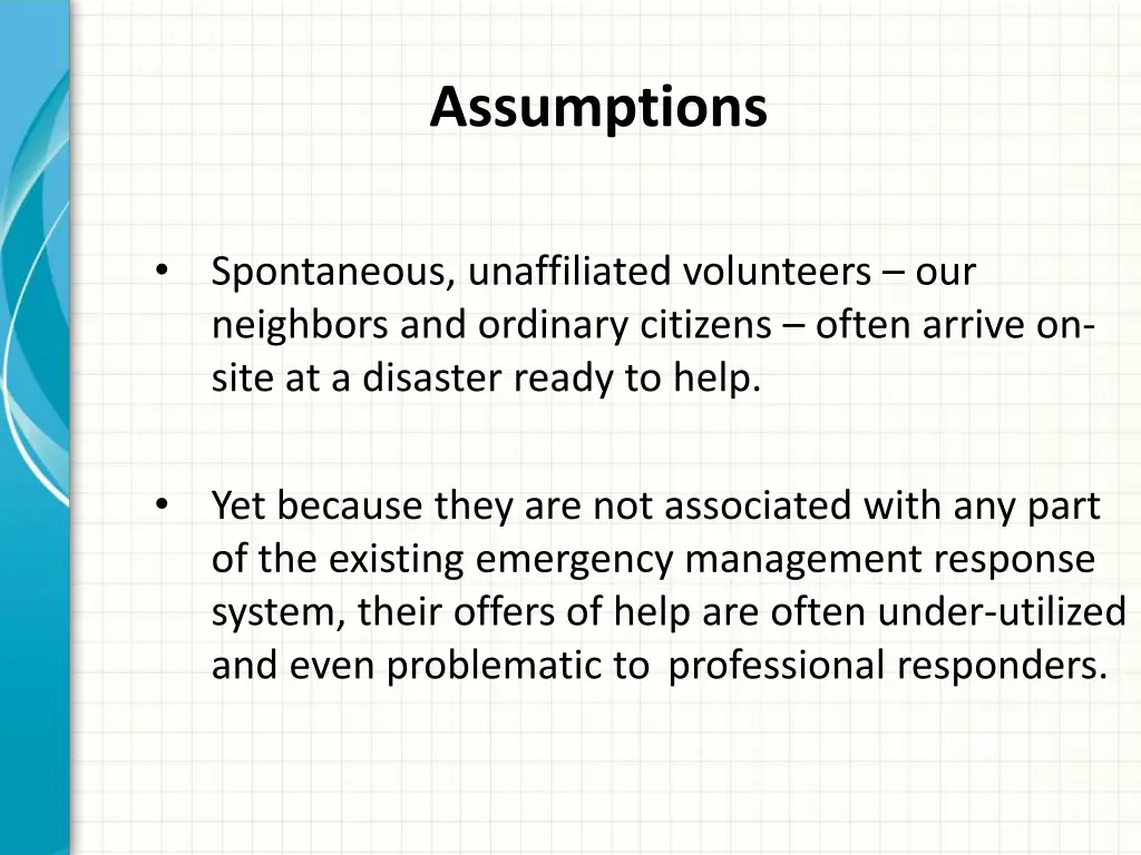 assumptions 1