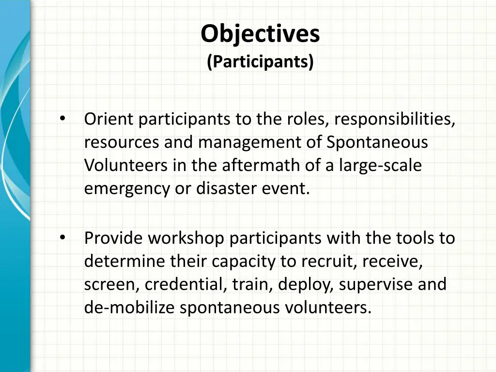 objectives participants