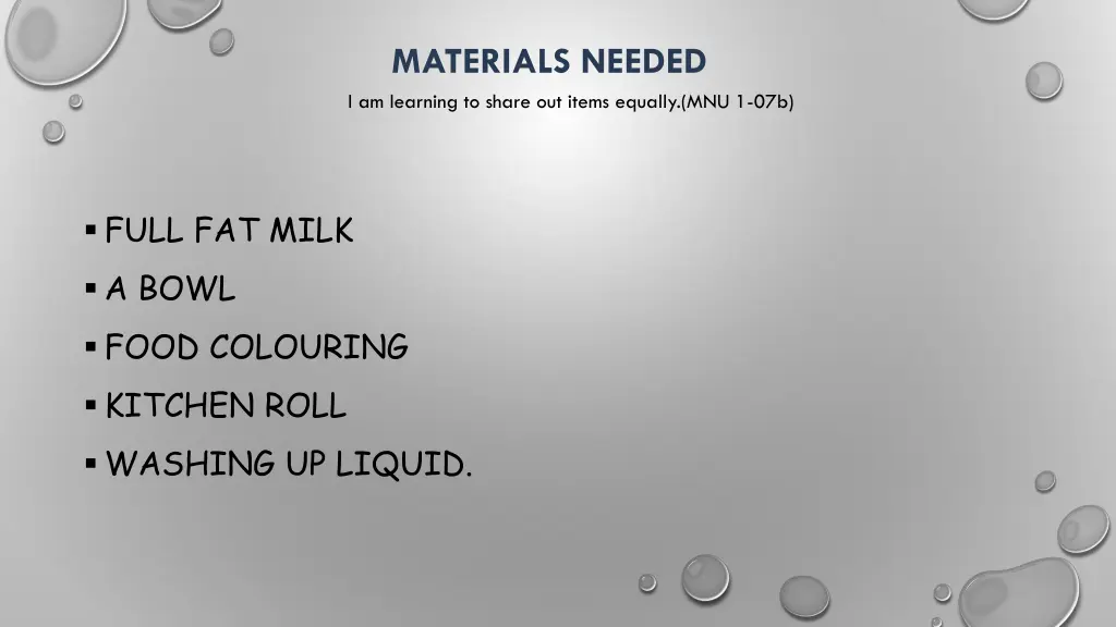 materials needed i am learning to share out items