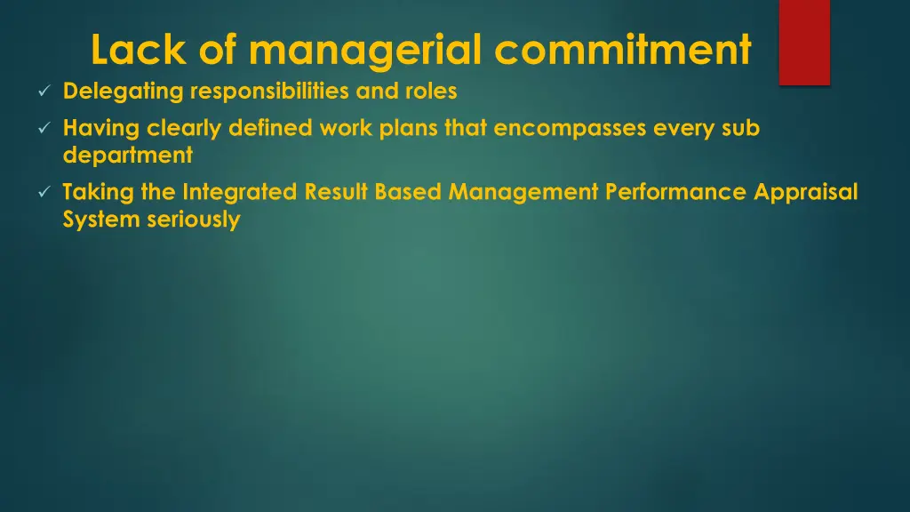 lack of managerial commitment delegating