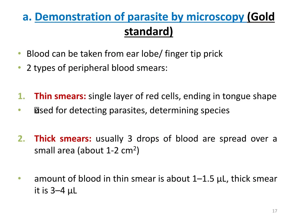 a demonstration of parasite by microscopy gold