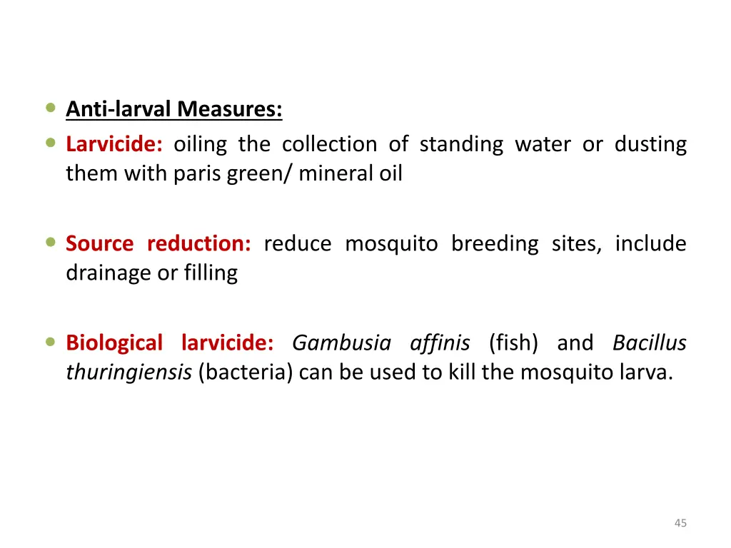 anti larval measures larvicide oiling