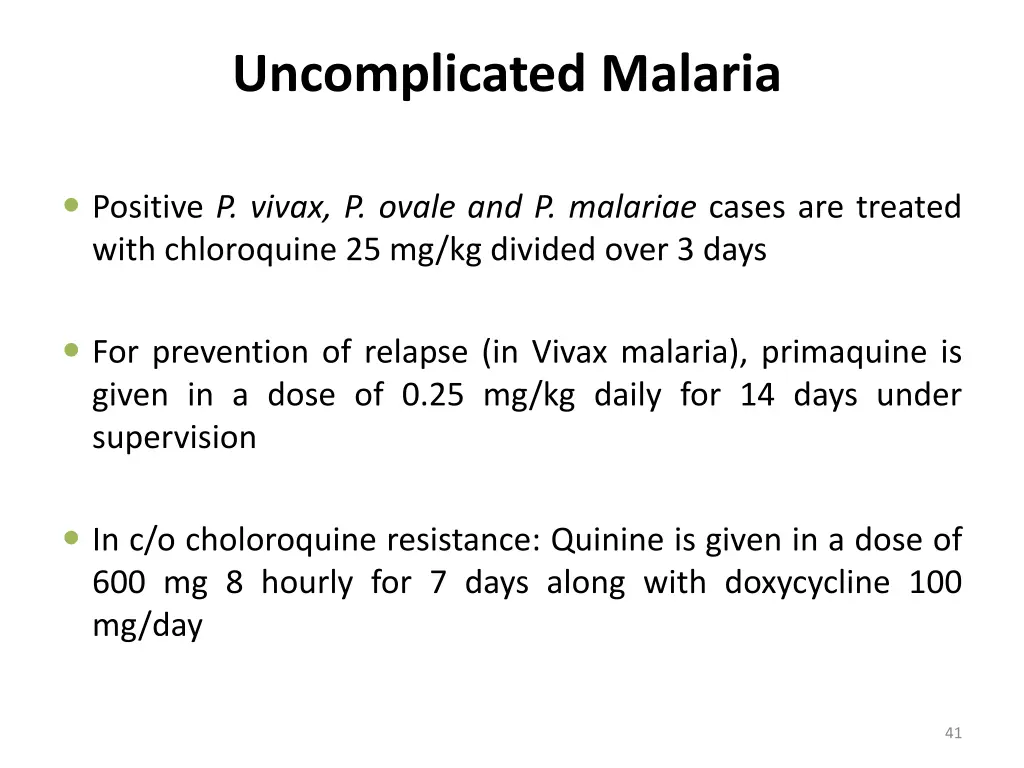 uncomplicated malaria