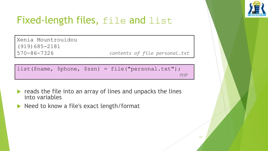 fixed length files file and list