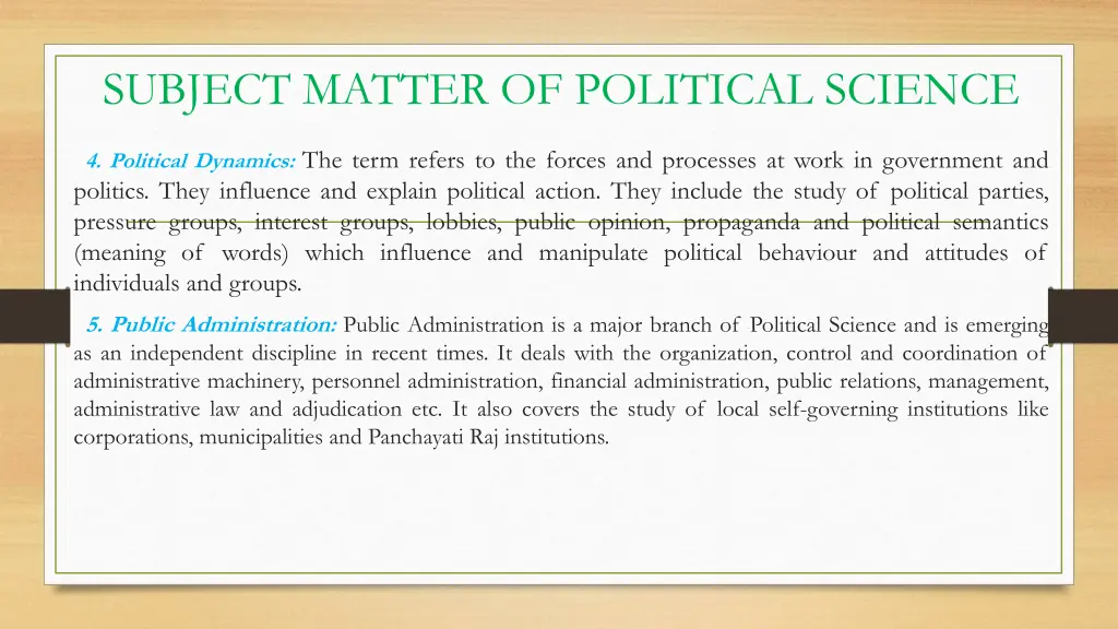 subject matter of political science 1