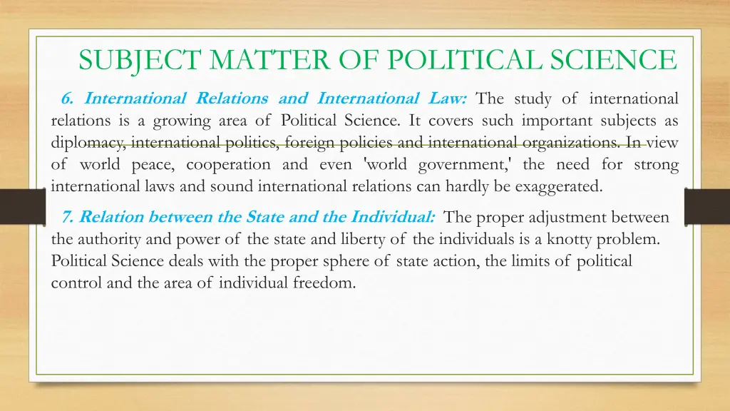 subject matter of political science 2