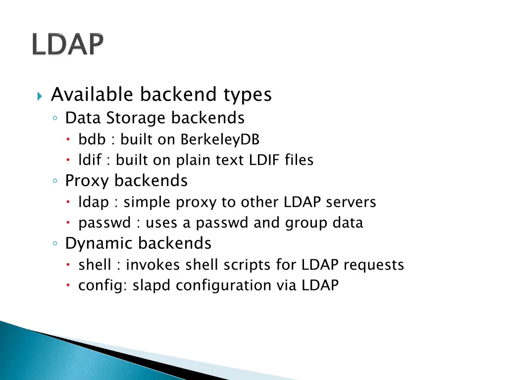 available backend types data storage backends
