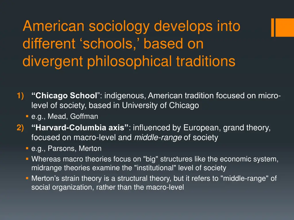 american sociology develops into different