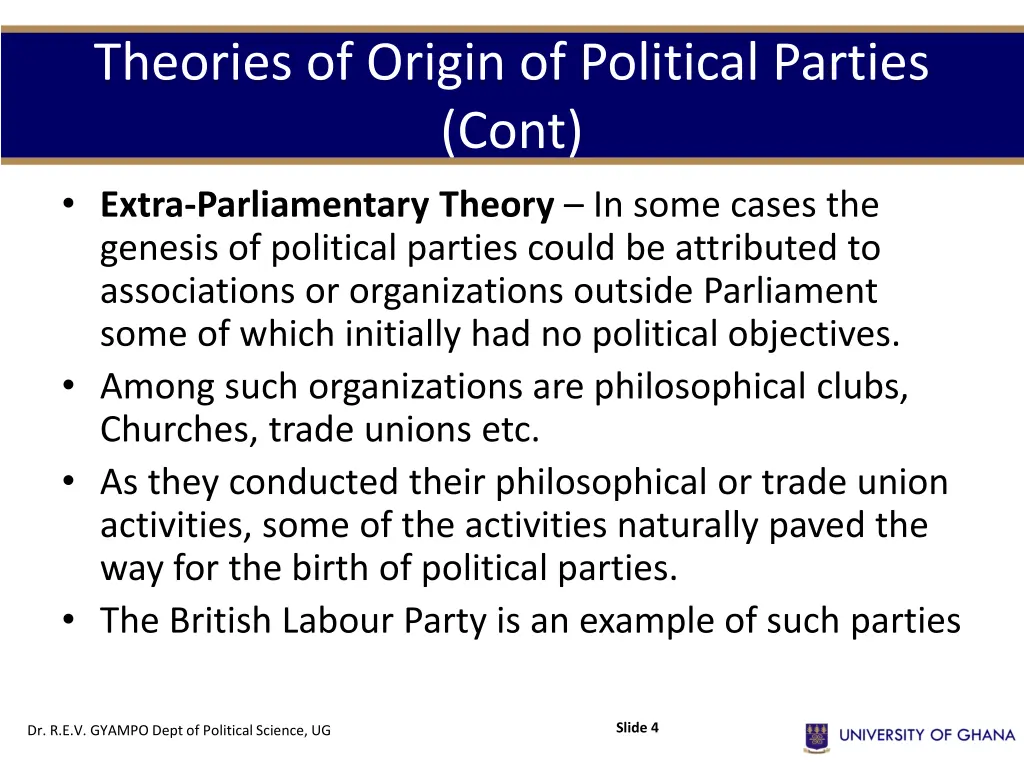 theories of origin of political parties cont